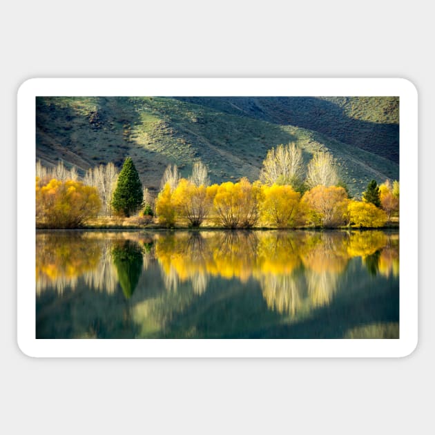 Autumn Reflections, South Island New Zealand Sticker by AndrewGoodall
